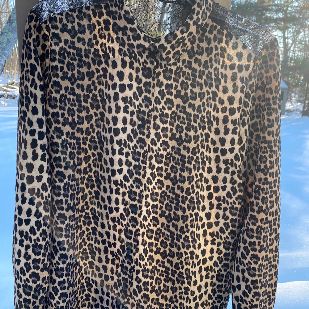 Zara l/s animal print blouse